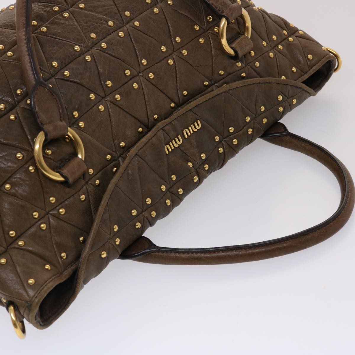 Miu Miu Shoulder Bag Leather 2way Brown Auth yb159