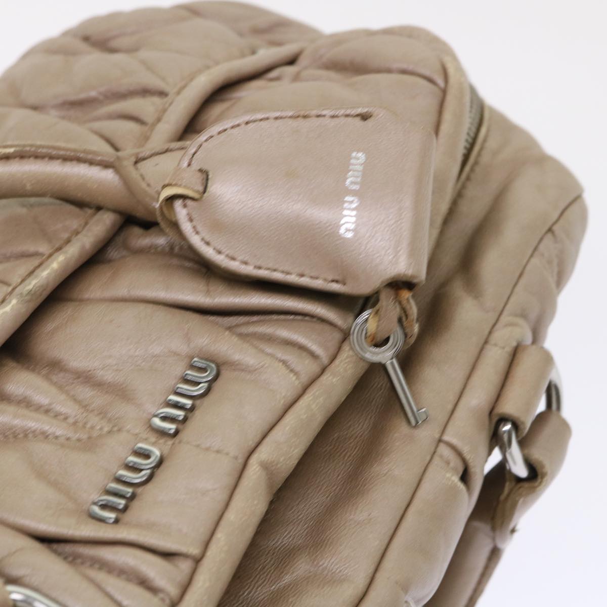Miu Miu Hand Bag Leather 2way Brown Auth yb162