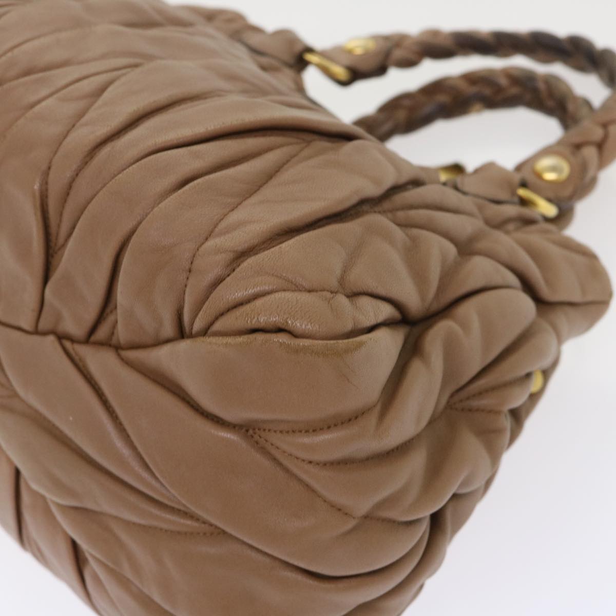 Miu Miu Hand Bag Leather Brown Auth yb165