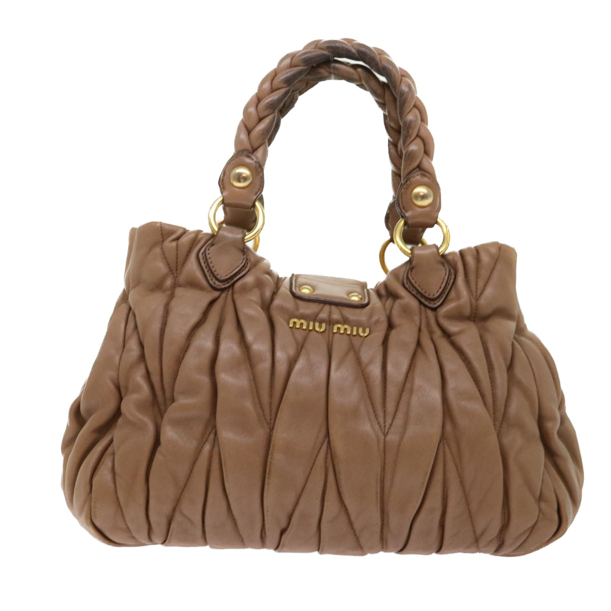 Miu Miu Hand Bag Leather Brown Auth yb165