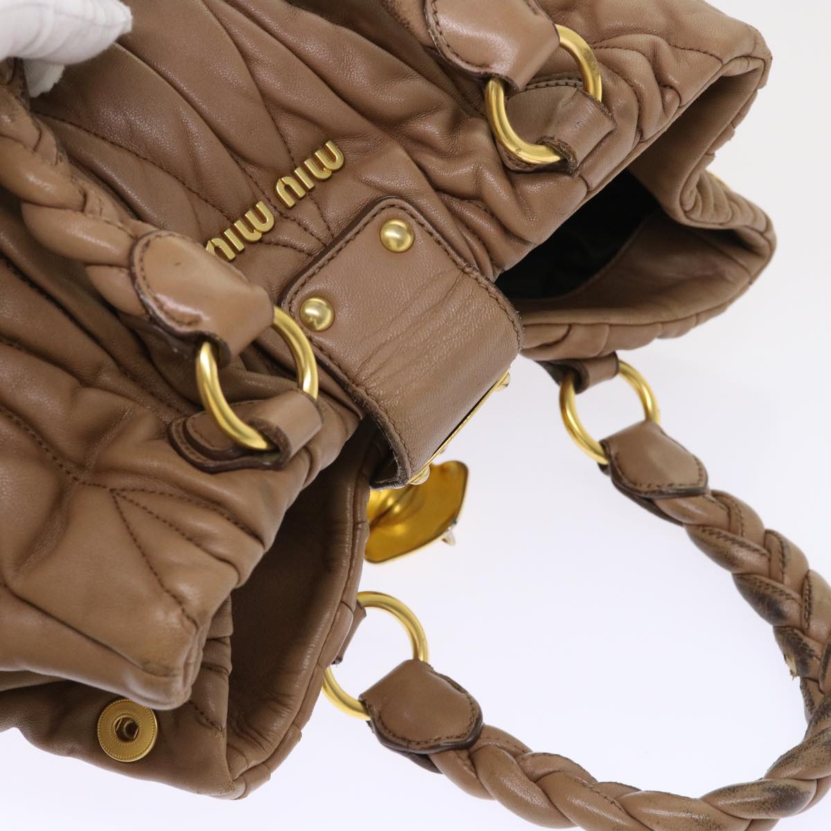 Miu Miu Hand Bag Leather Brown Auth yb165