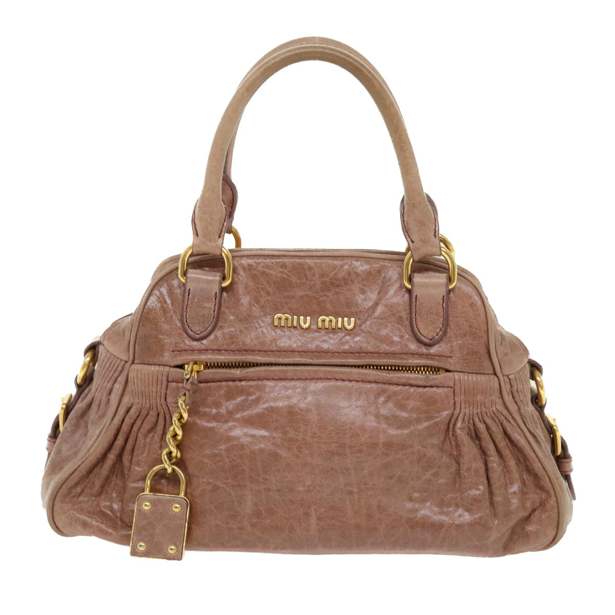 Miu Miu Hand Bag Leather 2way Pink Auth yb166