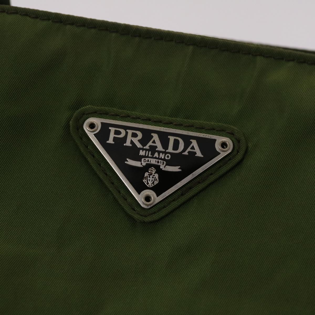 PRADA Hand Bag Nylon Green Auth yb170