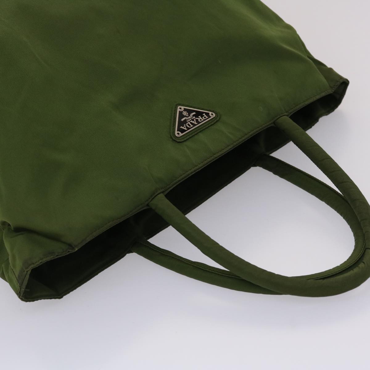 PRADA Hand Bag Nylon Green Auth yb170