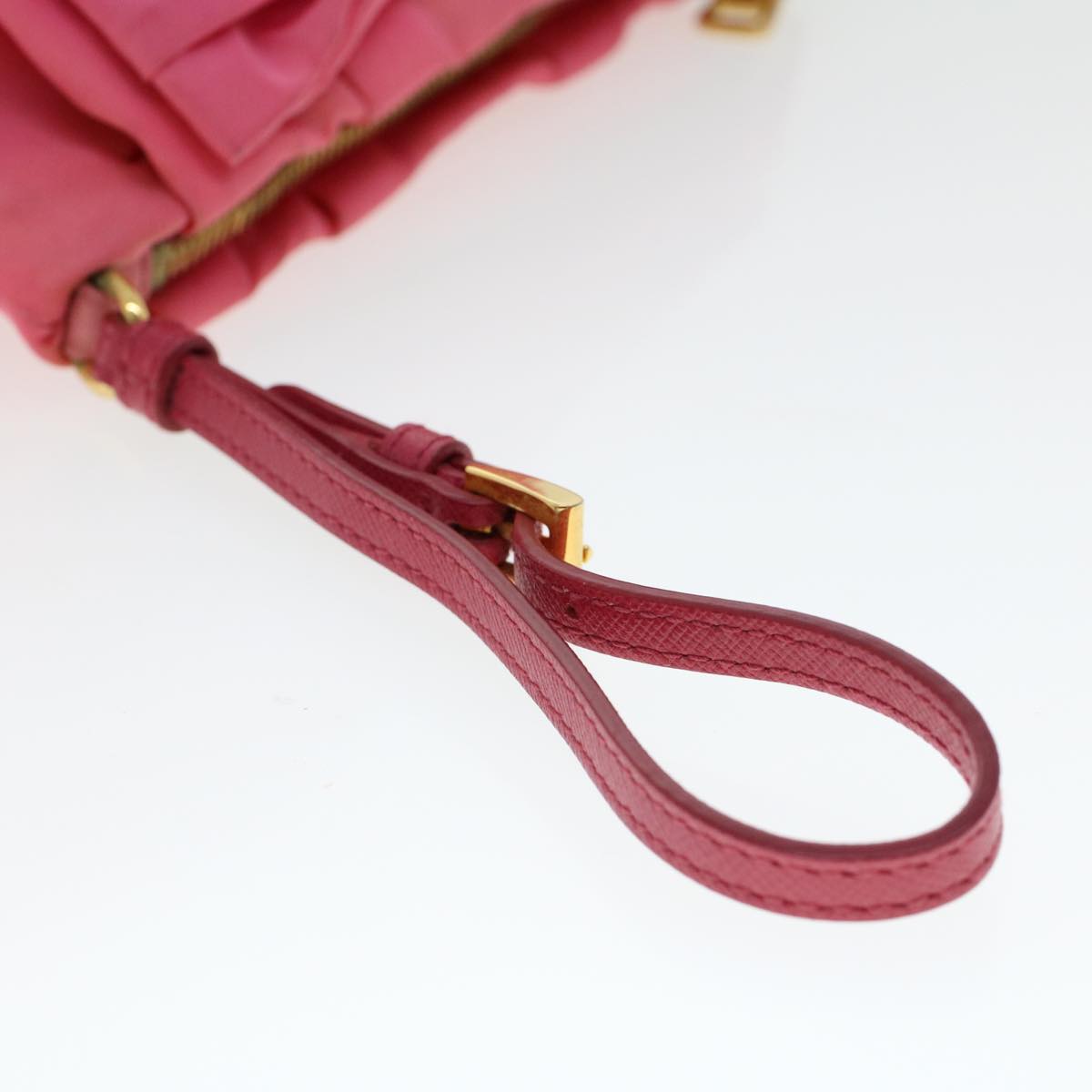 PRADA Pouch Nylon Leather Pink Auth yb175