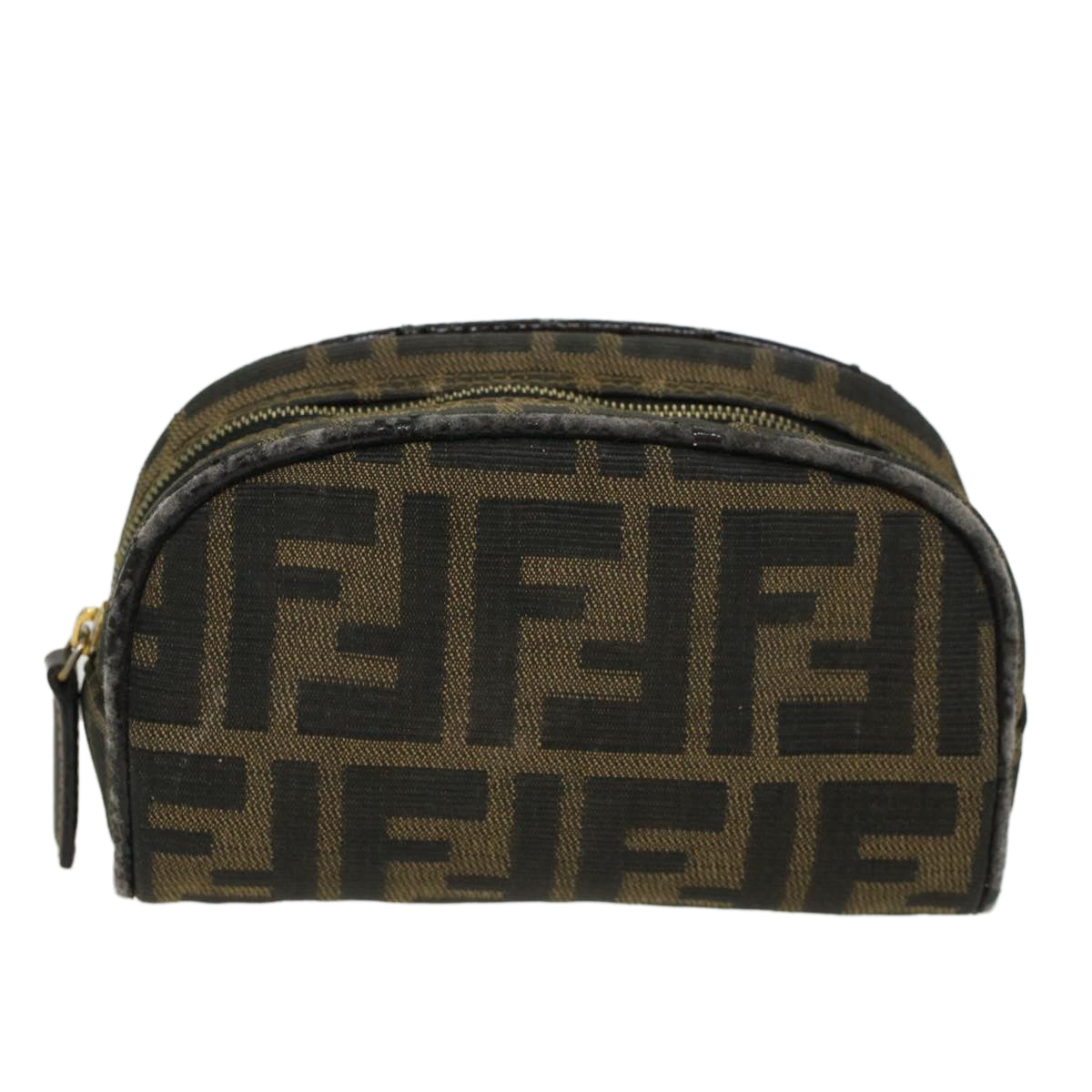 FENDI Zucca Canvas Pouch Black Brown Auth yb178