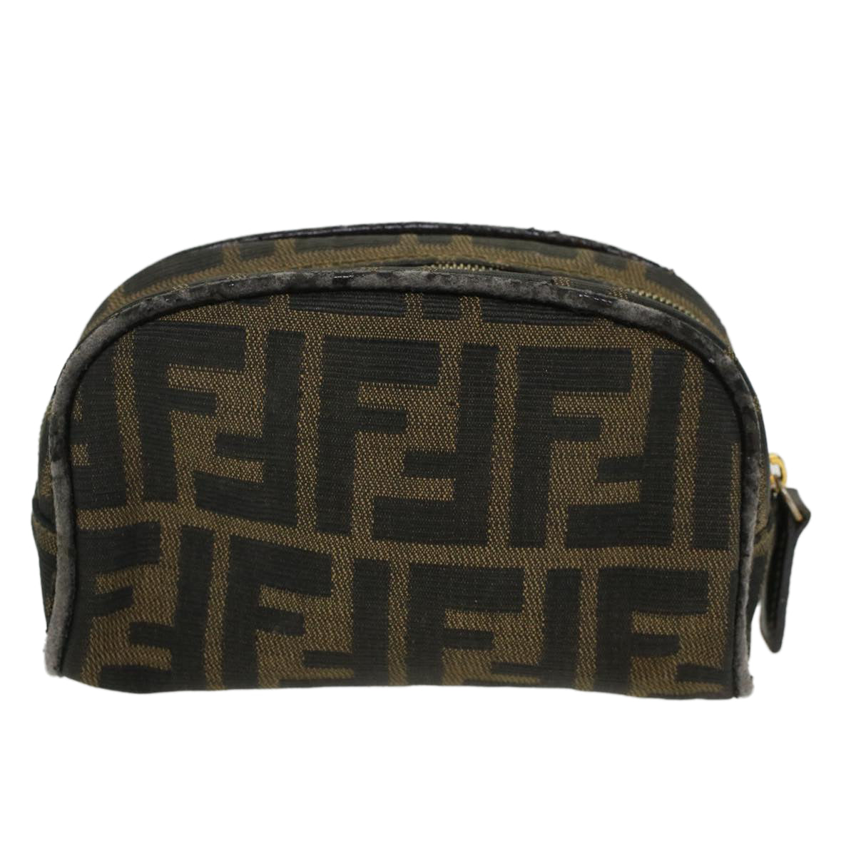 FENDI Zucca Canvas Pouch Black Brown Auth yb178 - 0