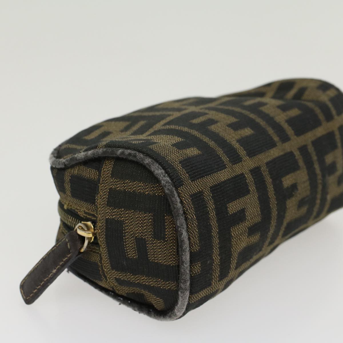 FENDI Zucca Canvas Pouch Black Brown Auth yb178