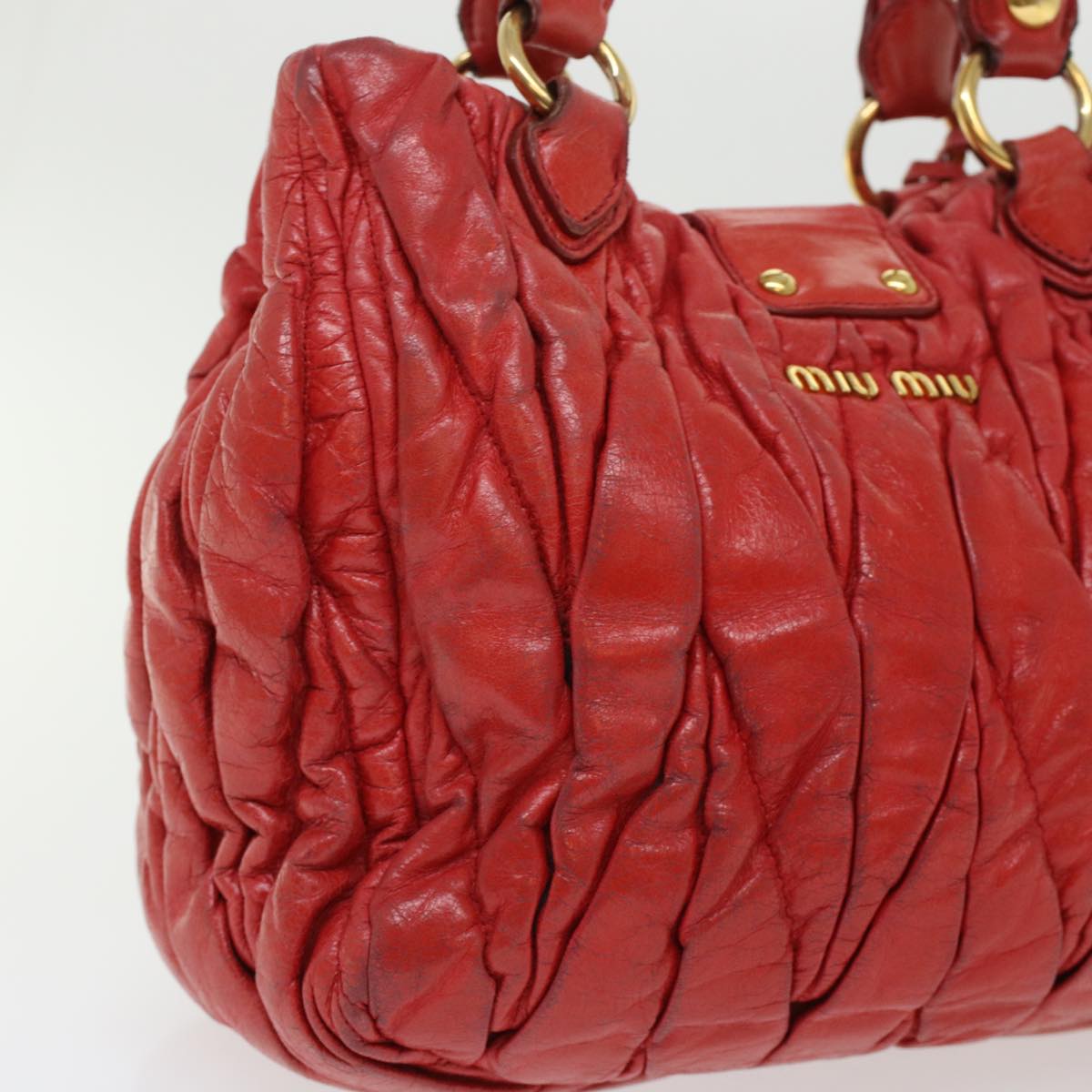 Miu Miu Materasse Hand Bag Leather 2way Shoulder Bag Red Auth yb184