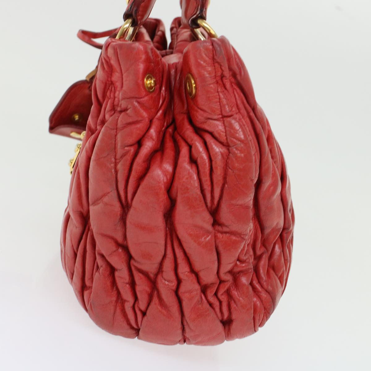 Miu Miu Materasse Hand Bag Leather 2way Shoulder Bag Red Auth yb184