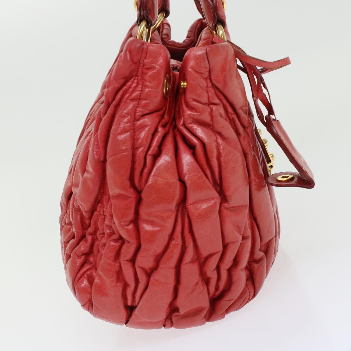 Miu Miu Materasse Hand Bag Leather 2way Shoulder Bag Red Auth yb184