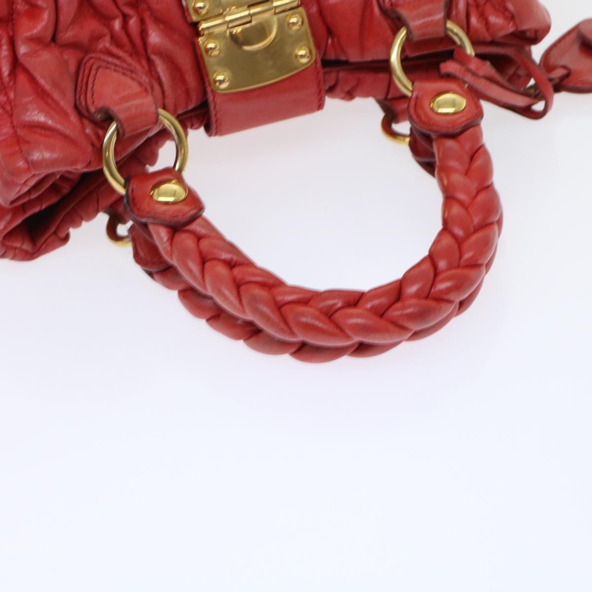 Miu Miu Materasse Hand Bag Leather 2way Shoulder Bag Red Auth yb184