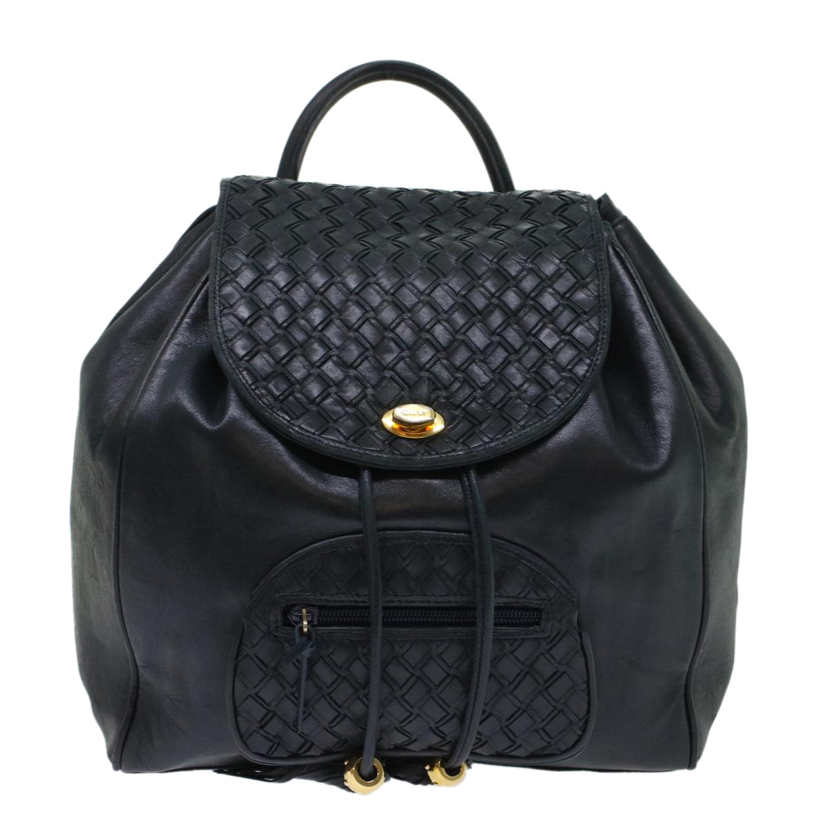 BALLY Backpack Leather Black Auth yb188