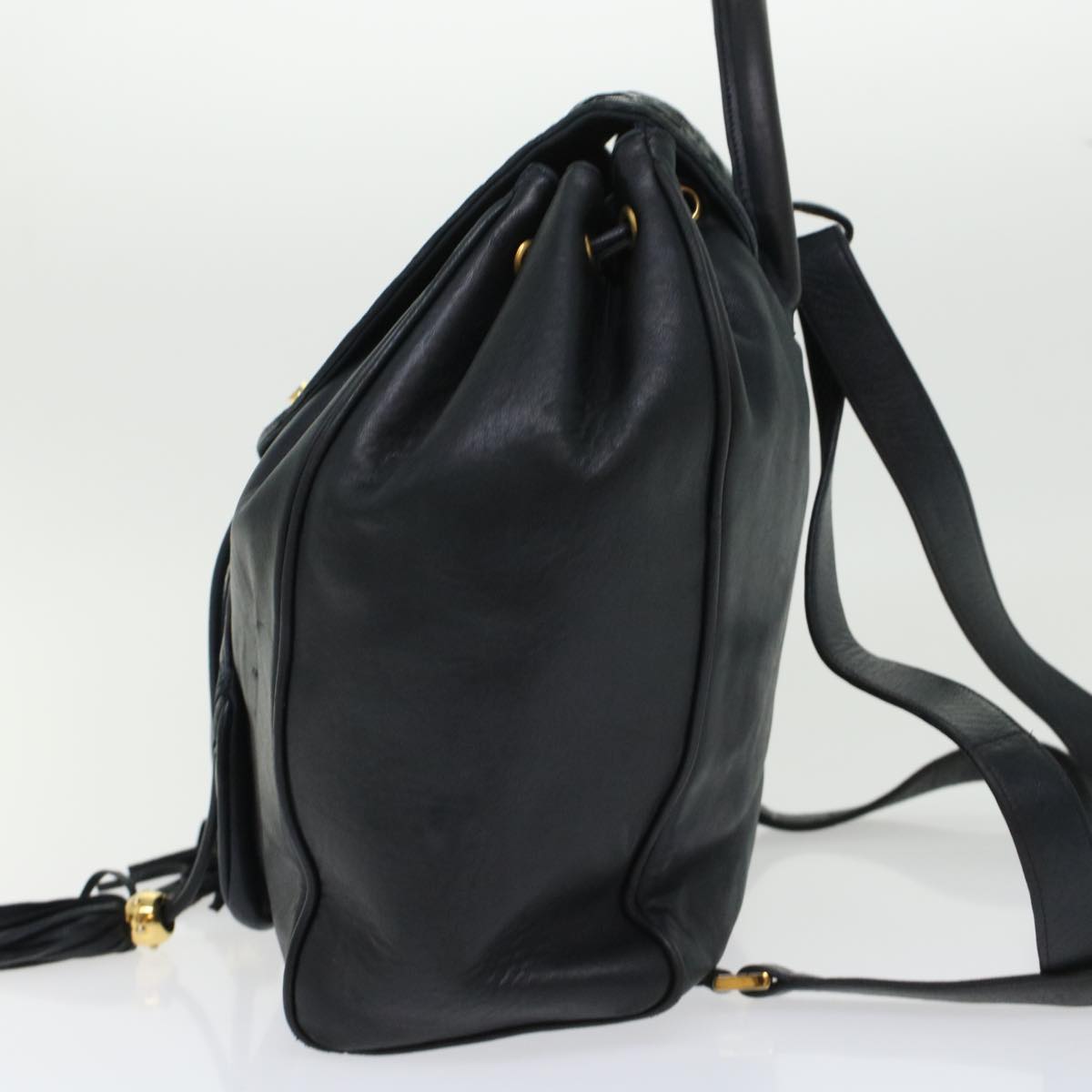 BALLY Backpack Leather Black Auth yb188