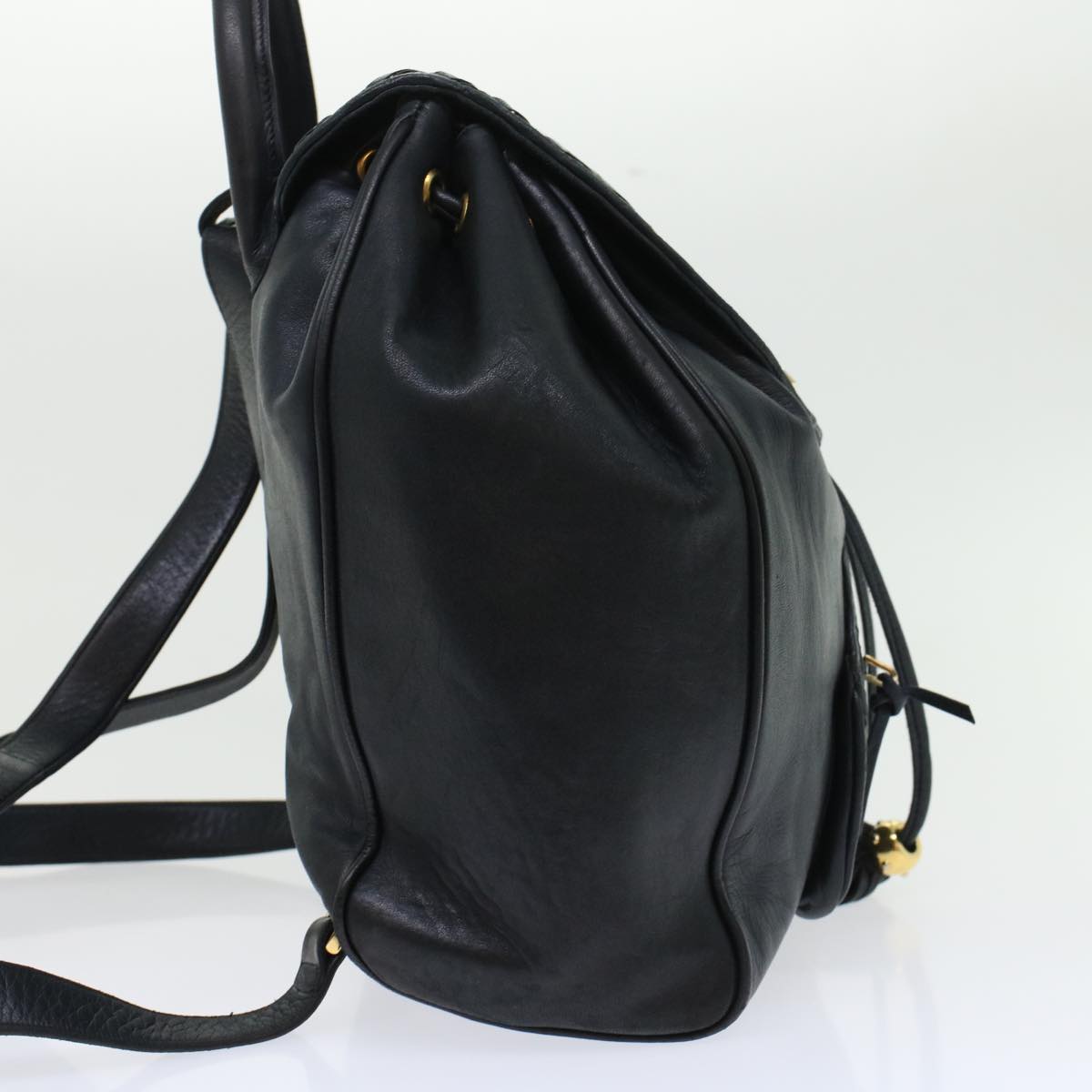 BALLY Backpack Leather Black Auth yb188