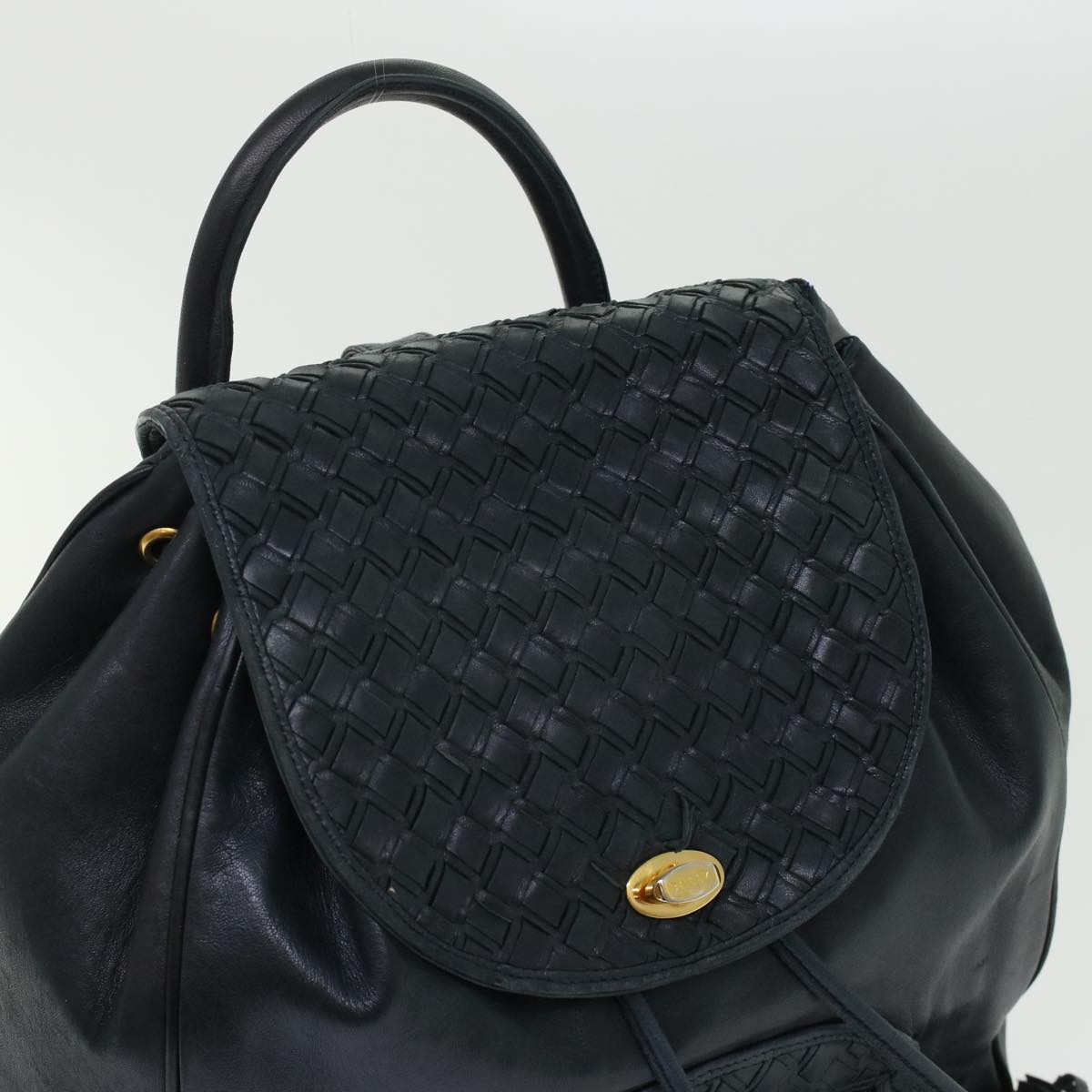 BALLY Backpack Leather Black Auth yb188