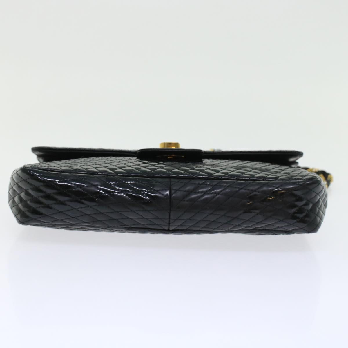 BALLY Chain Shoulder Bag Patent leather Black Auth yb189