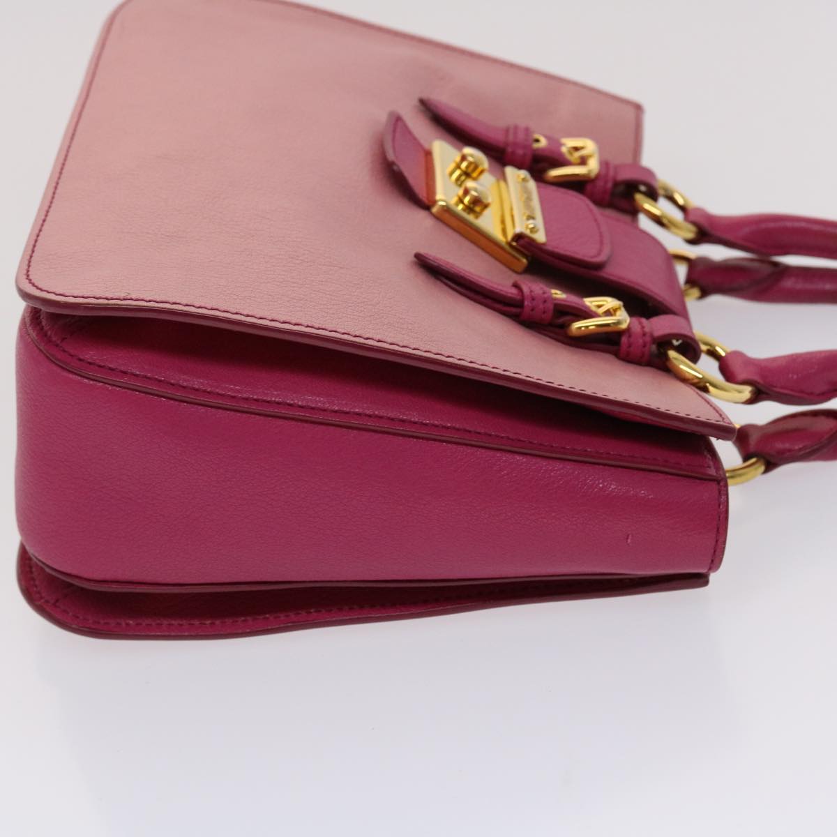 Miu Miu Madras Hand Bag Leather 2way Pink Auth yb202