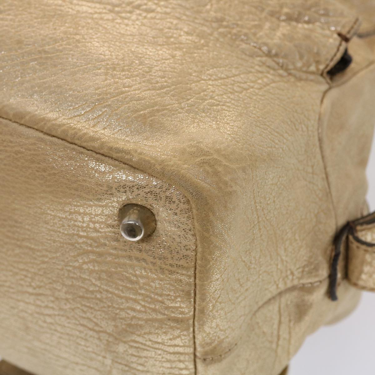 Chloe Saskia Shoulder Bag Leather Gold Auth yb203