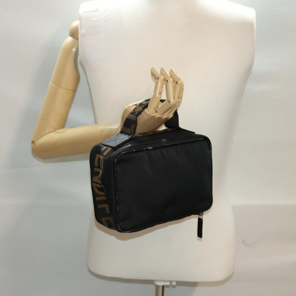 FENDI Hand Bag Nylon Black Auth yb205