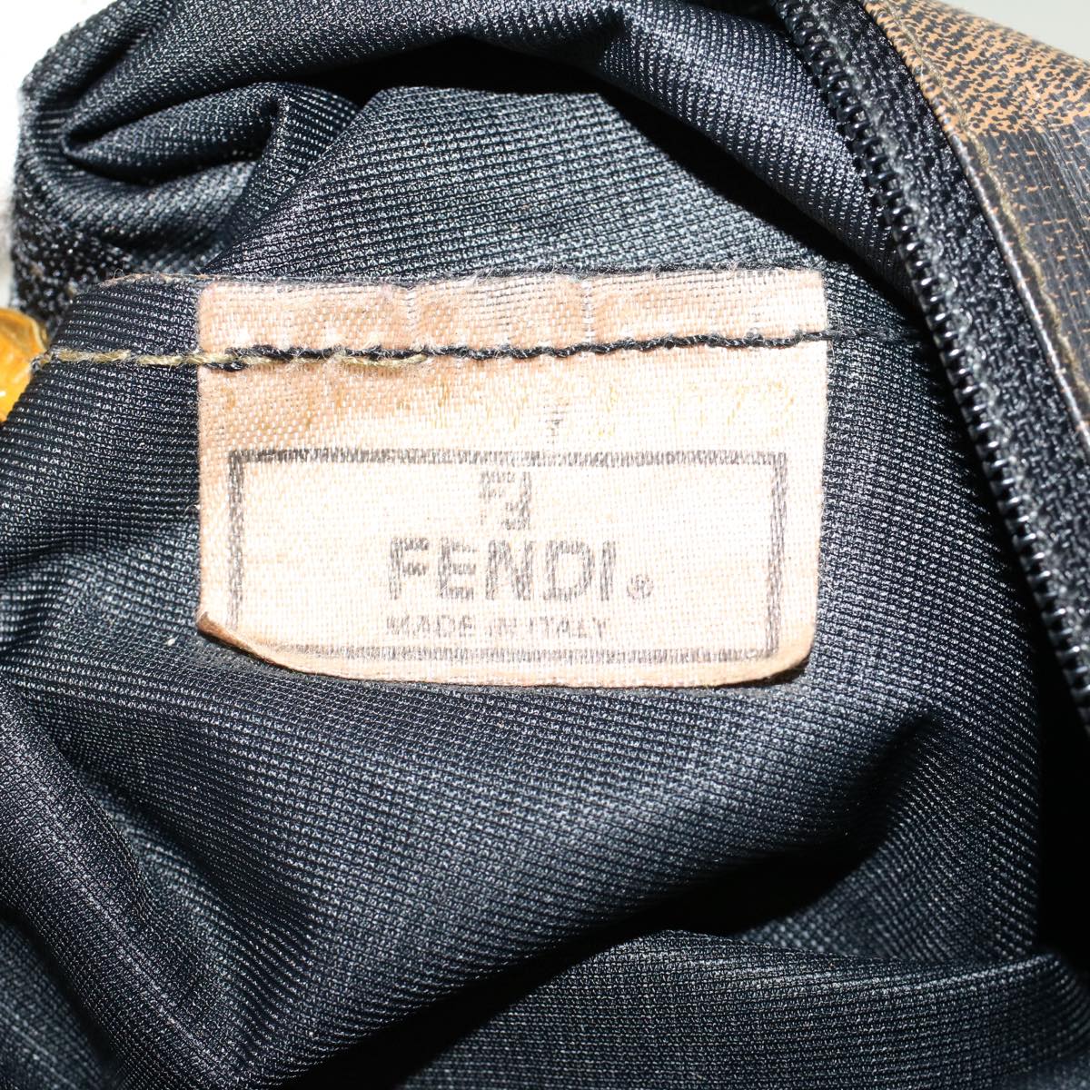 FENDI Pecan Canvas Pouch Hand Bag 3Set Black Brown Auth yb206