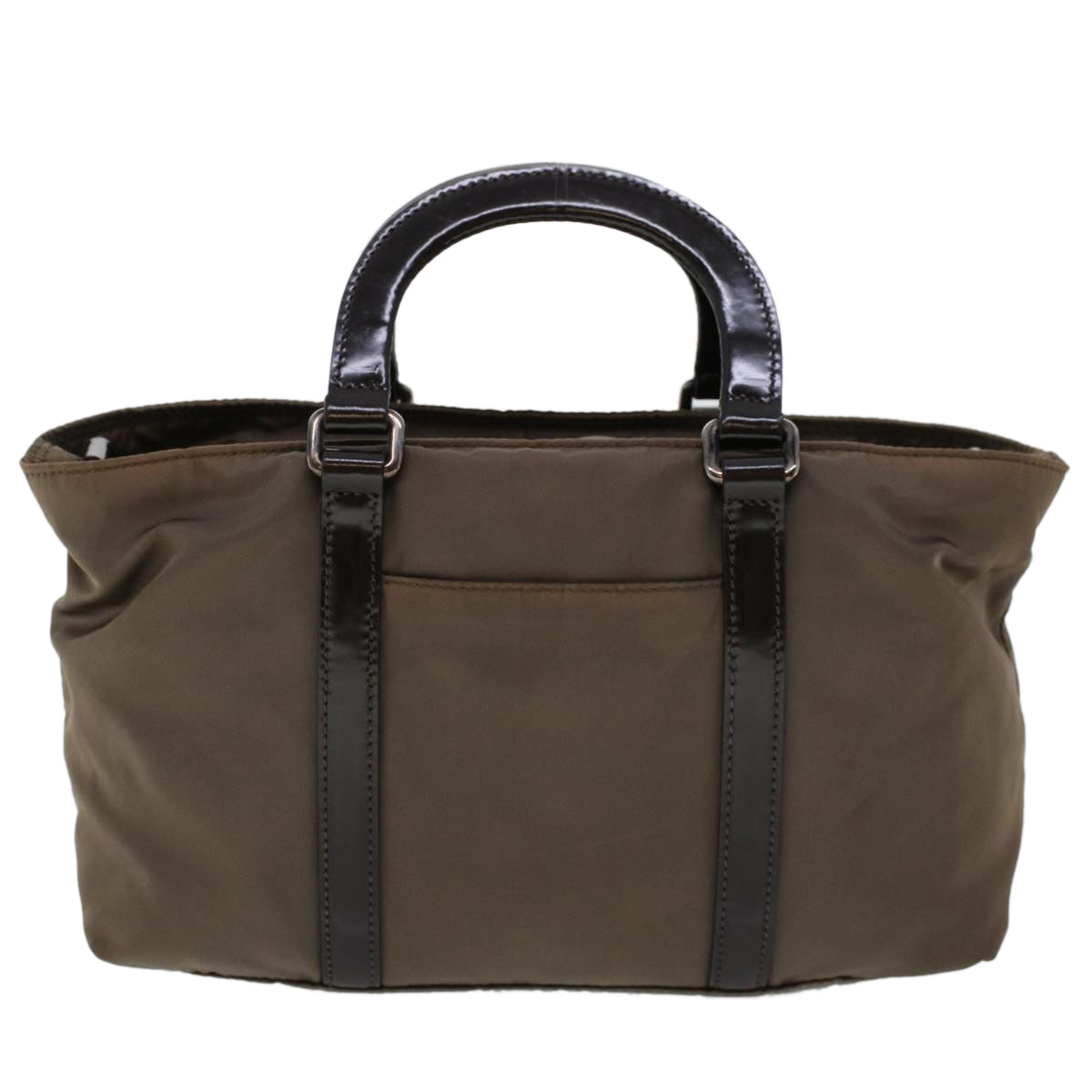 PRADA Hand Bag Nylon Leather 2way Shoulder Bag Gray Auth yb213 - 0