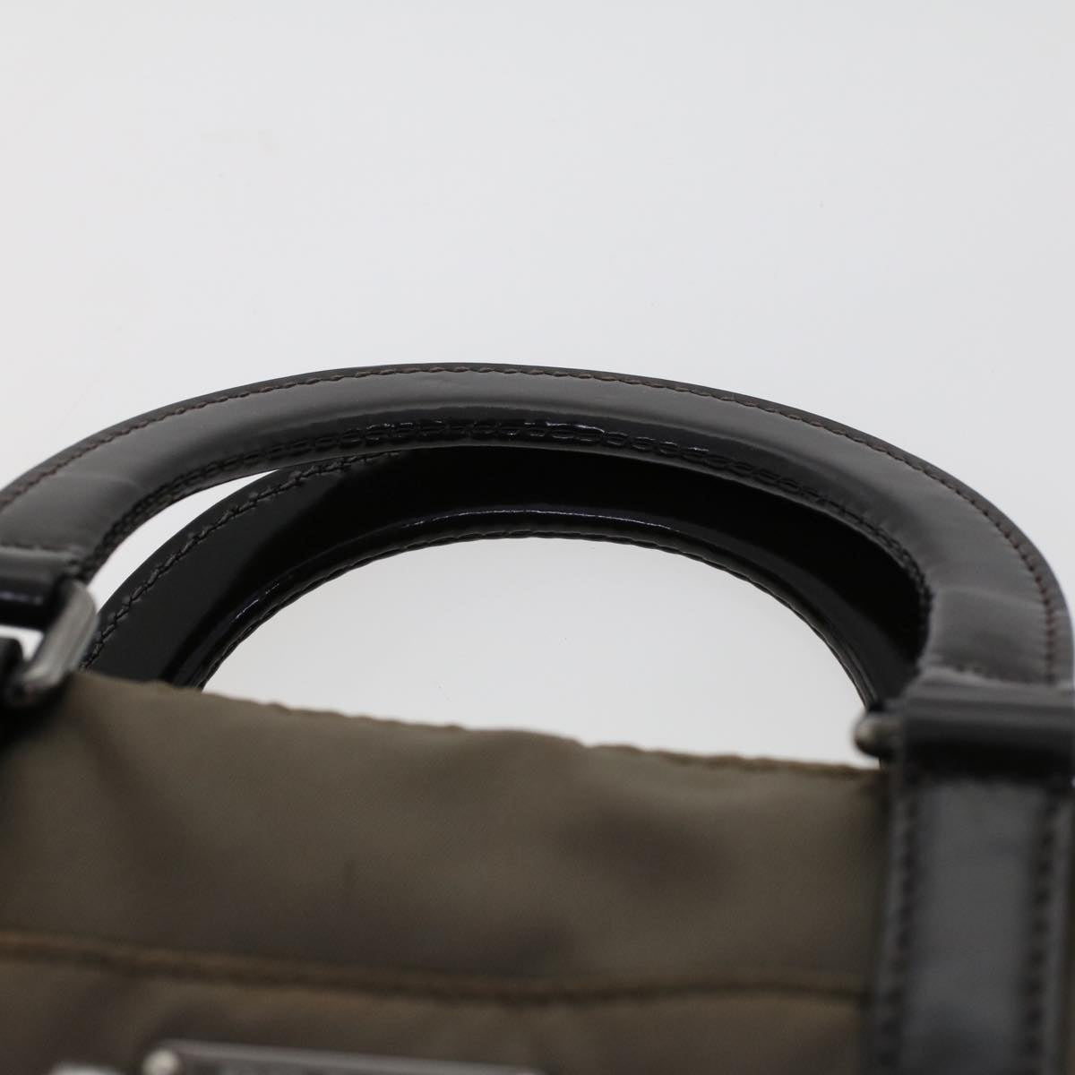PRADA Hand Bag Nylon Leather 2way Shoulder Bag Gray Auth yb213