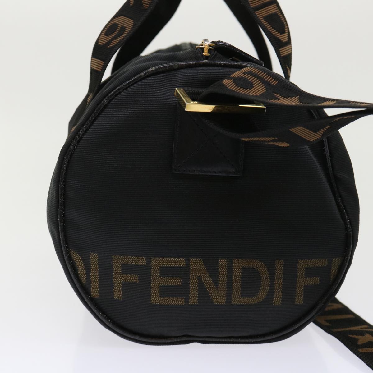 FENDI Boston Bag Nylon 2way Black 2291.26420.089 Auth yb230