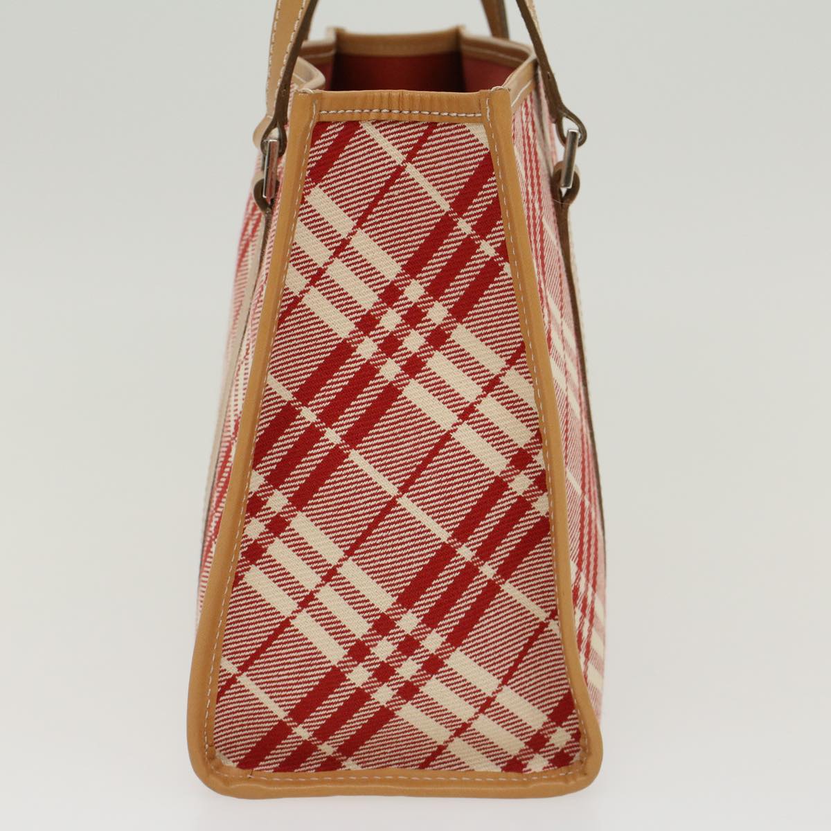 BURBERRY Nova Check Tote Bag Canvas Leather Red Auth yb234