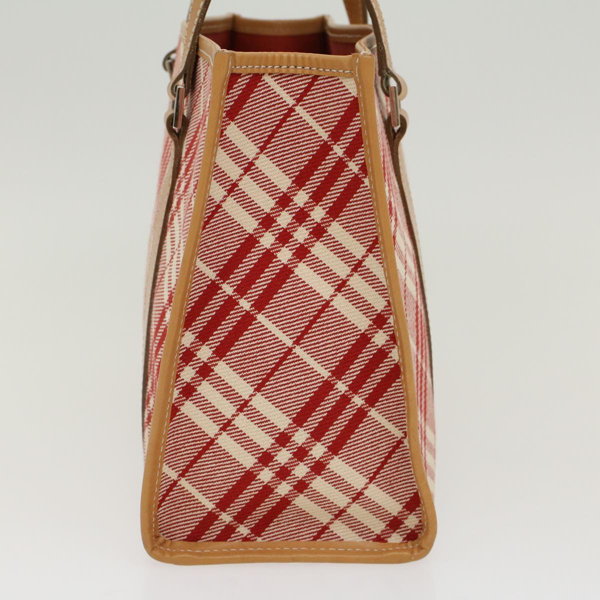 BURBERRY Nova Check Tote Bag Canvas Leather Red Auth yb234