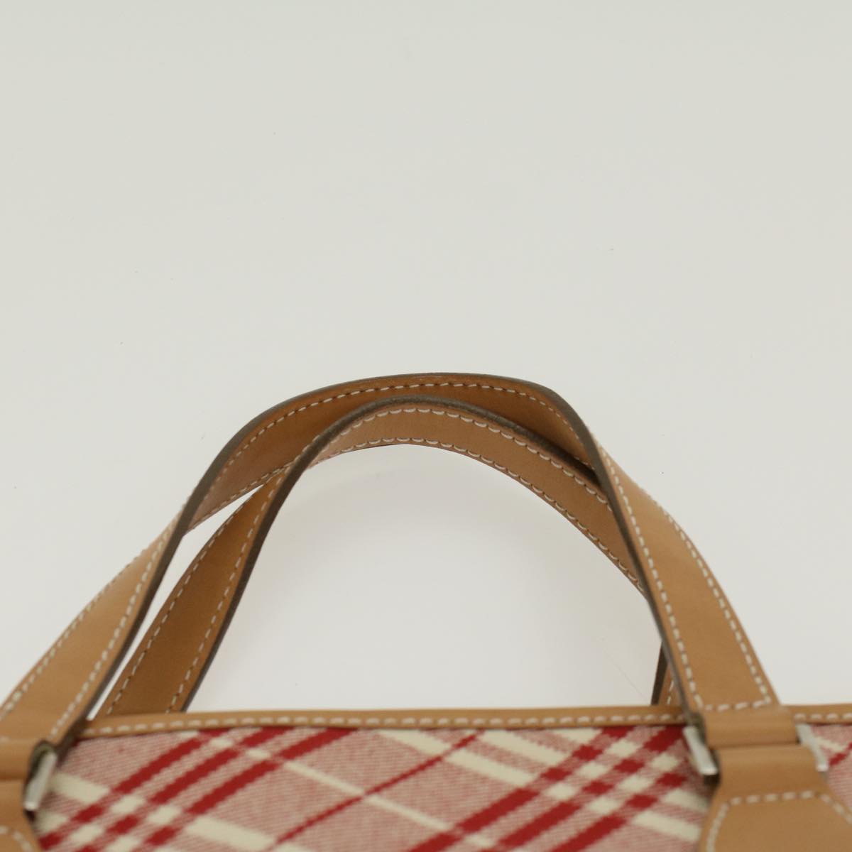 BURBERRY Nova Check Tote Bag Canvas Leather Red Auth yb234