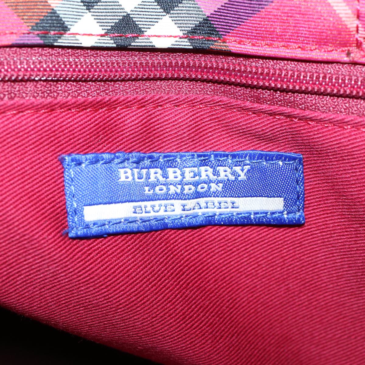 BURBERRY Nova Check Hand Bag Nylon Red Auth yb236