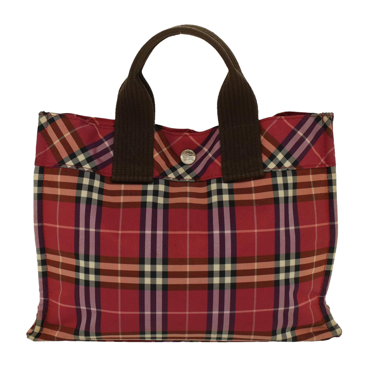 BURBERRY Nova Check Hand Bag Nylon Red Auth yb236