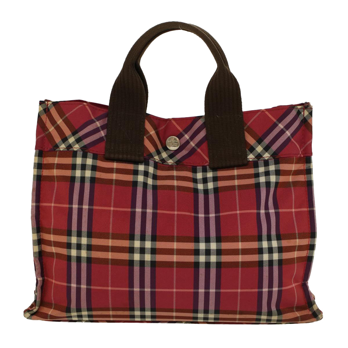 BURBERRY Nova Check Hand Bag Nylon Red Auth yb236 - 0