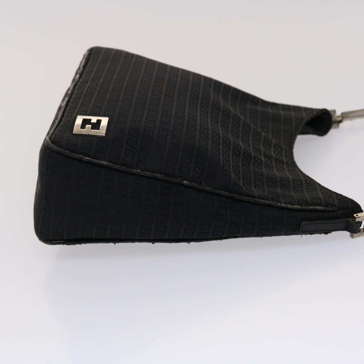 FENDI Zucchino Canvas Shoulder Bag Black Auth yb237