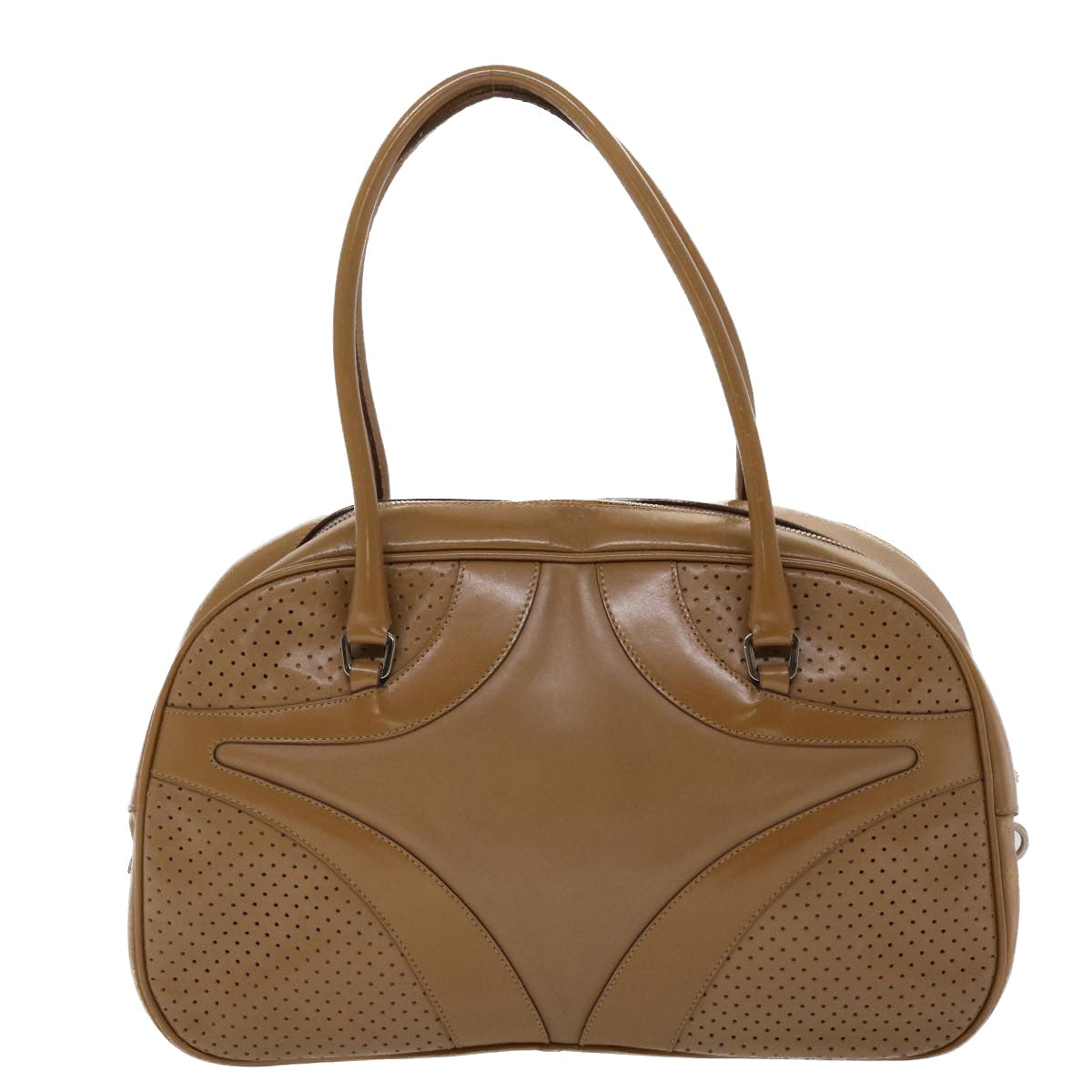 PRADA Hand Bag Leather Brown Auth yb260 - 0