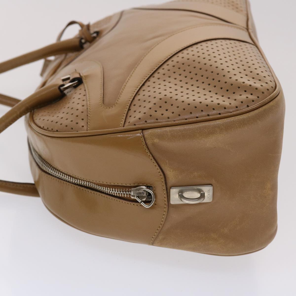 PRADA Hand Bag Leather Brown Auth yb260