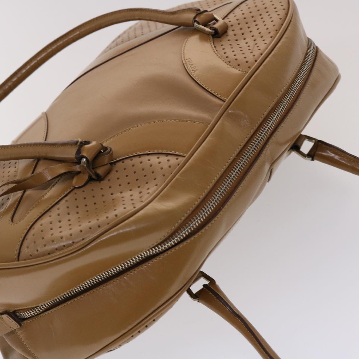 PRADA Hand Bag Leather Brown Auth yb260