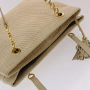 BALLY Quilted Shoulder Bag Leather Beige Auth yb275-6