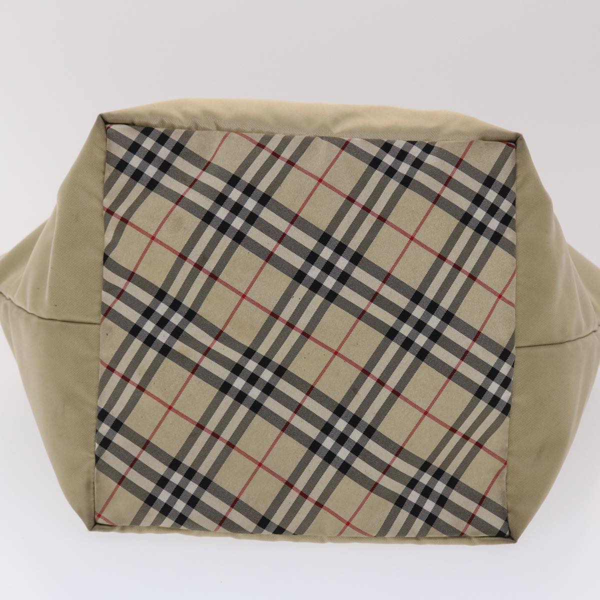 BURBERRY Nova Check Blue Label Tote Bag Nylon Beige Auth yb277