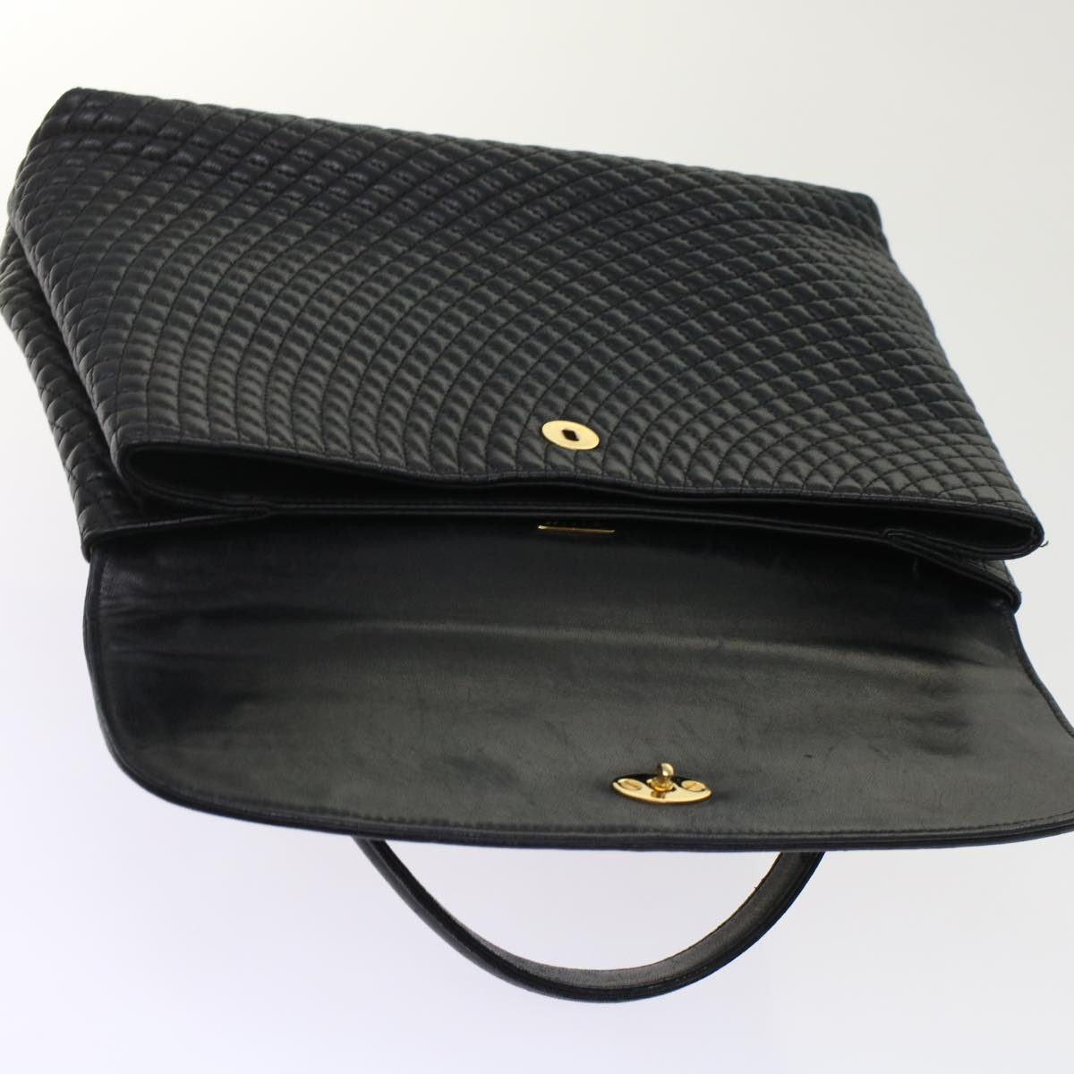 BALLY Hand Bag Leather Black Auth yb282
