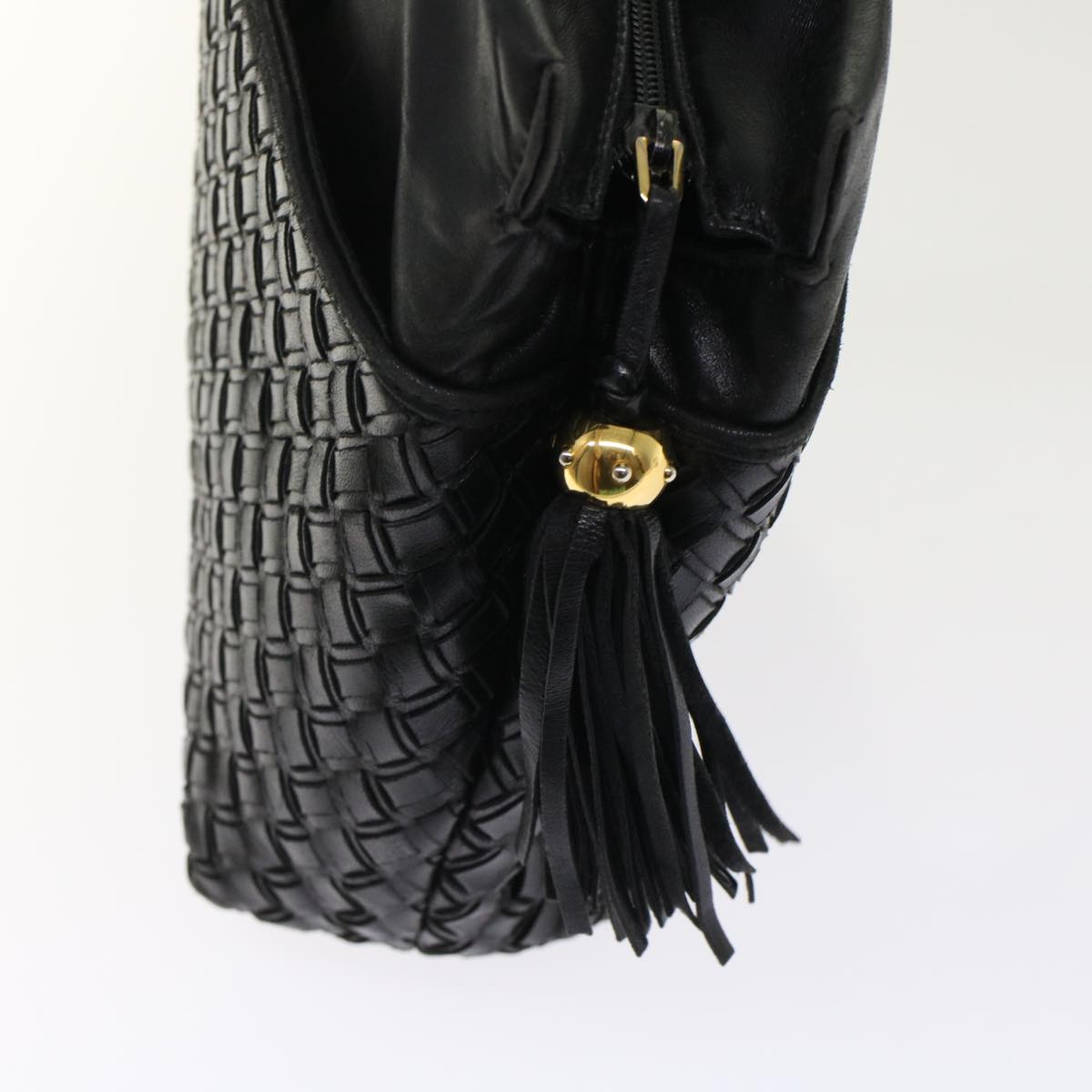 BALLY Hand Bag Leather Black Auth yb284