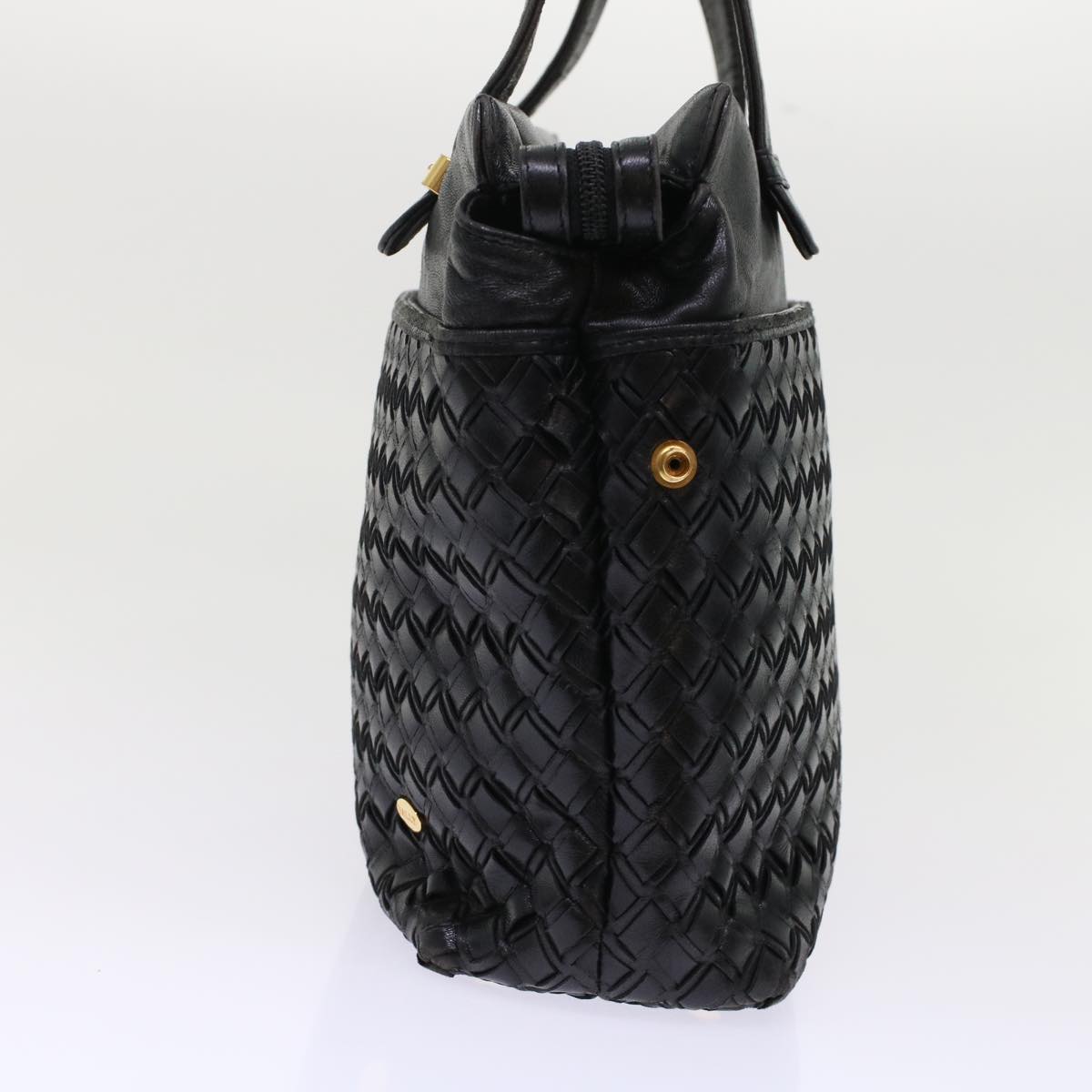 BALLY Hand Bag Leather Black Auth yb284