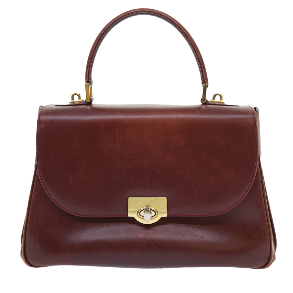 BALLY Hand Bag Leather Brown Auth yb293 - 0