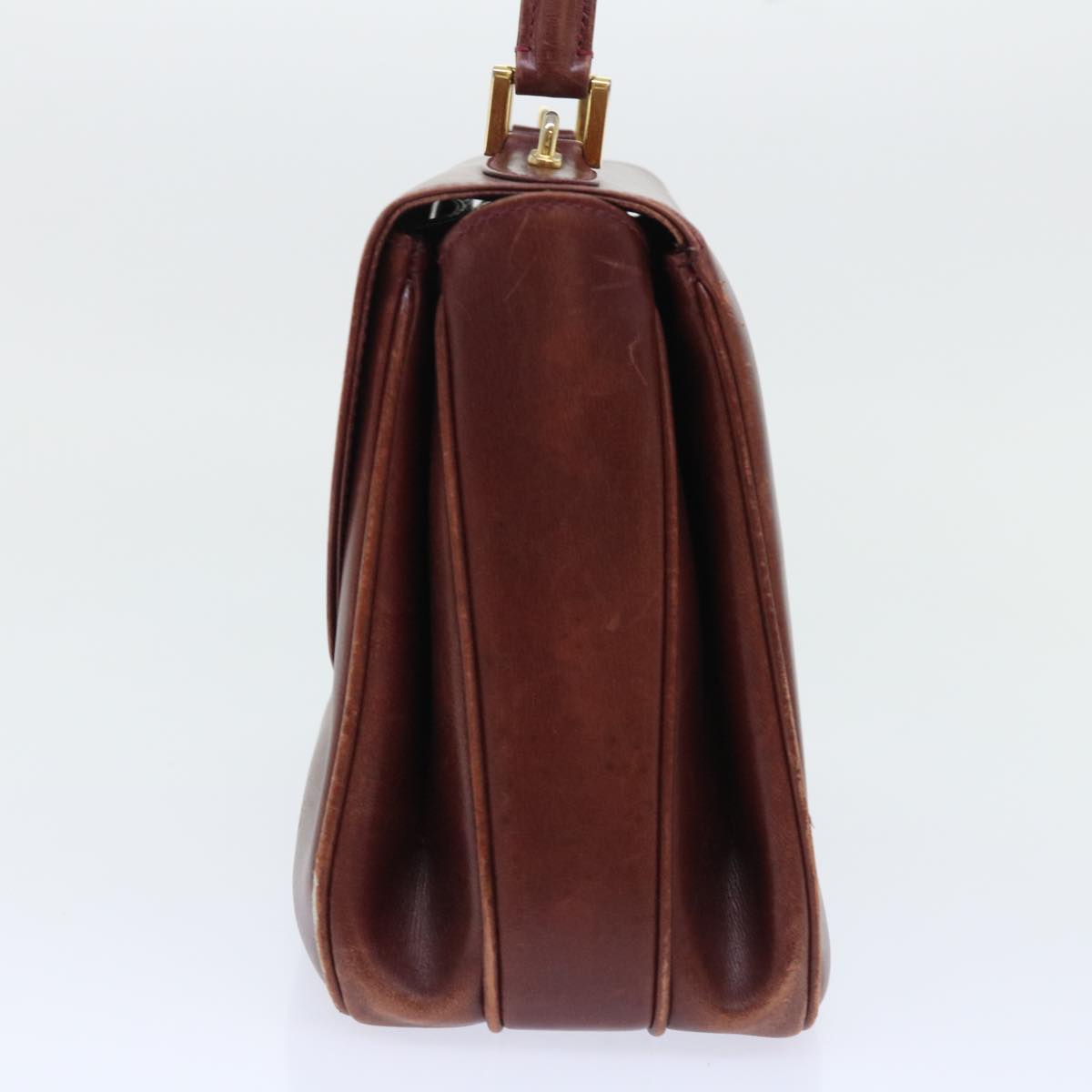 BALLY Hand Bag Leather Brown Auth yb293