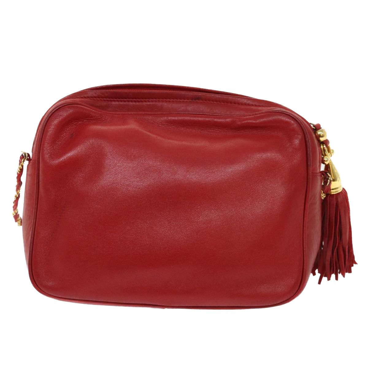 BALLY Chain Shoulder Bag Leather Red Auth yb317 - 0
