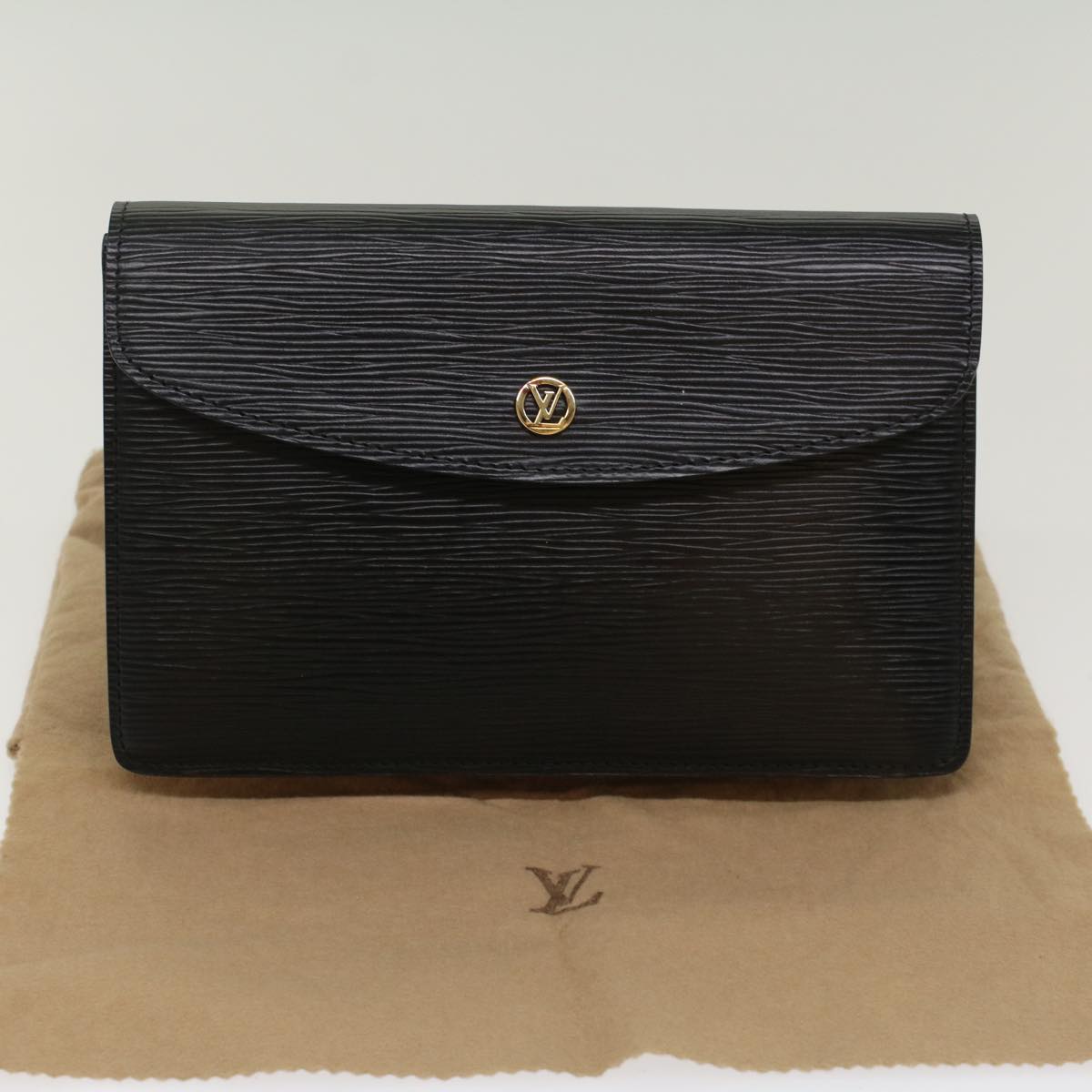 LOUIS VUITTON Epi Montaigne 23 Clutch Bag Black M52662 LV Auth yb319