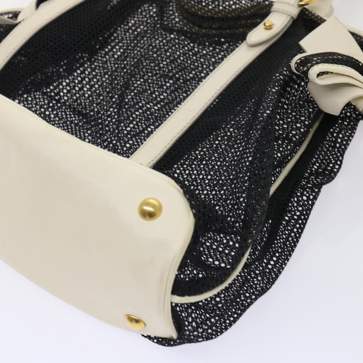 Miu Miu Shoulder Bag Nylon Leather Black Auth yb323