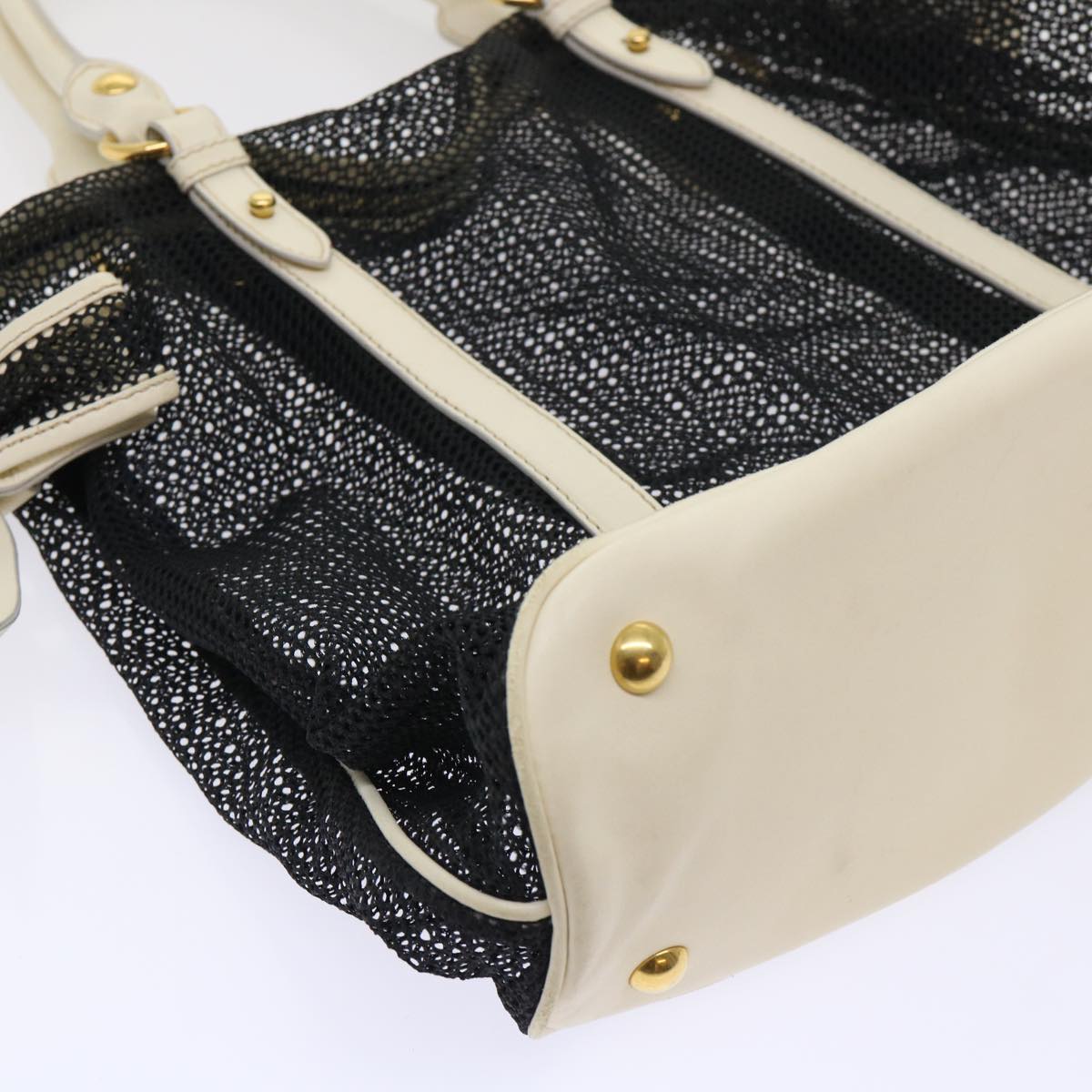 Miu Miu Shoulder Bag Nylon Leather Black Auth yb323