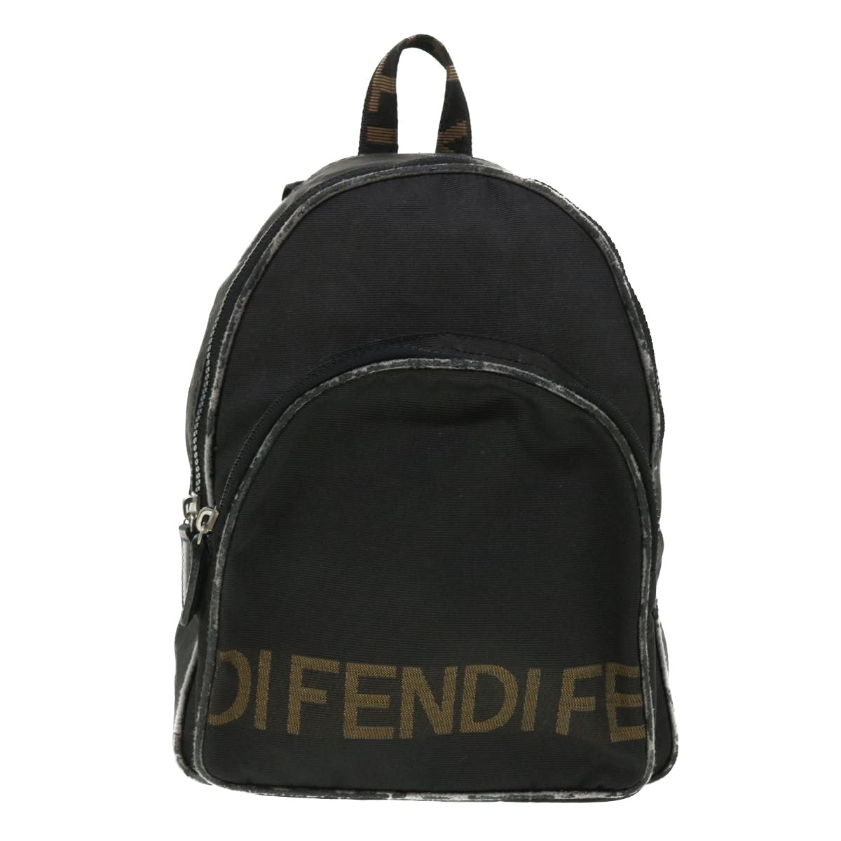 FENDI Backpack Nylon Black Brown Auth yb325